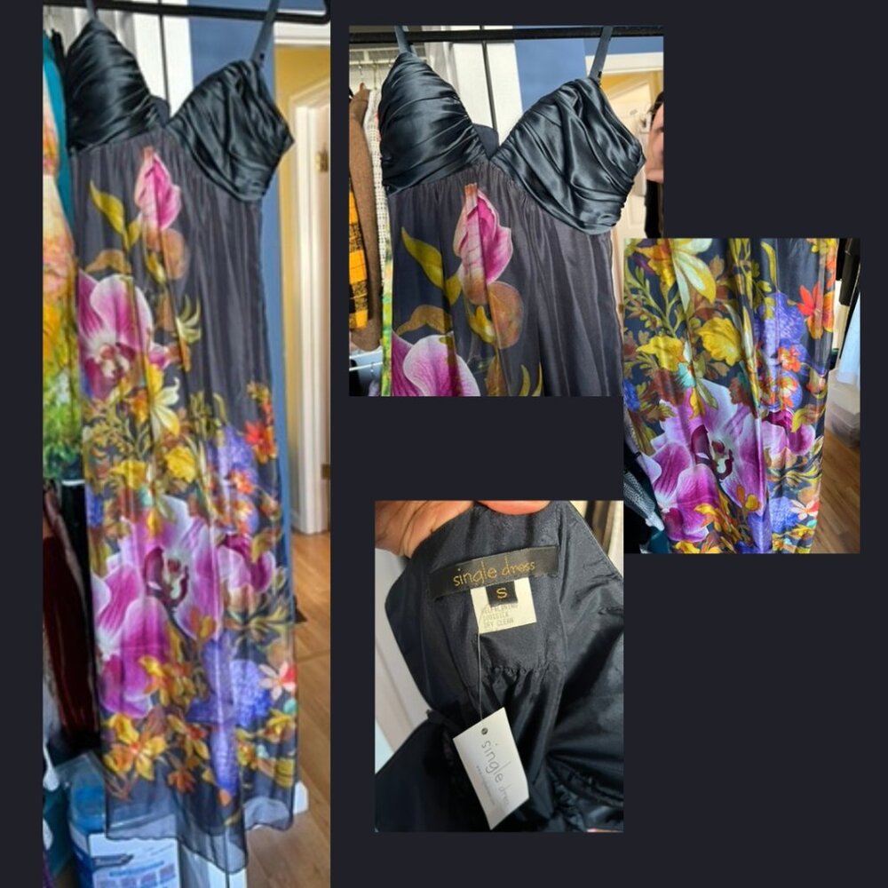 Single Dress Silk Flower Gown Size Small